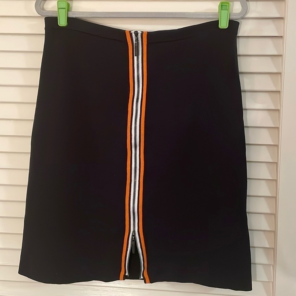 ESCADA Knit Double Front Striped 2 Way Zipper MIDI Skirt